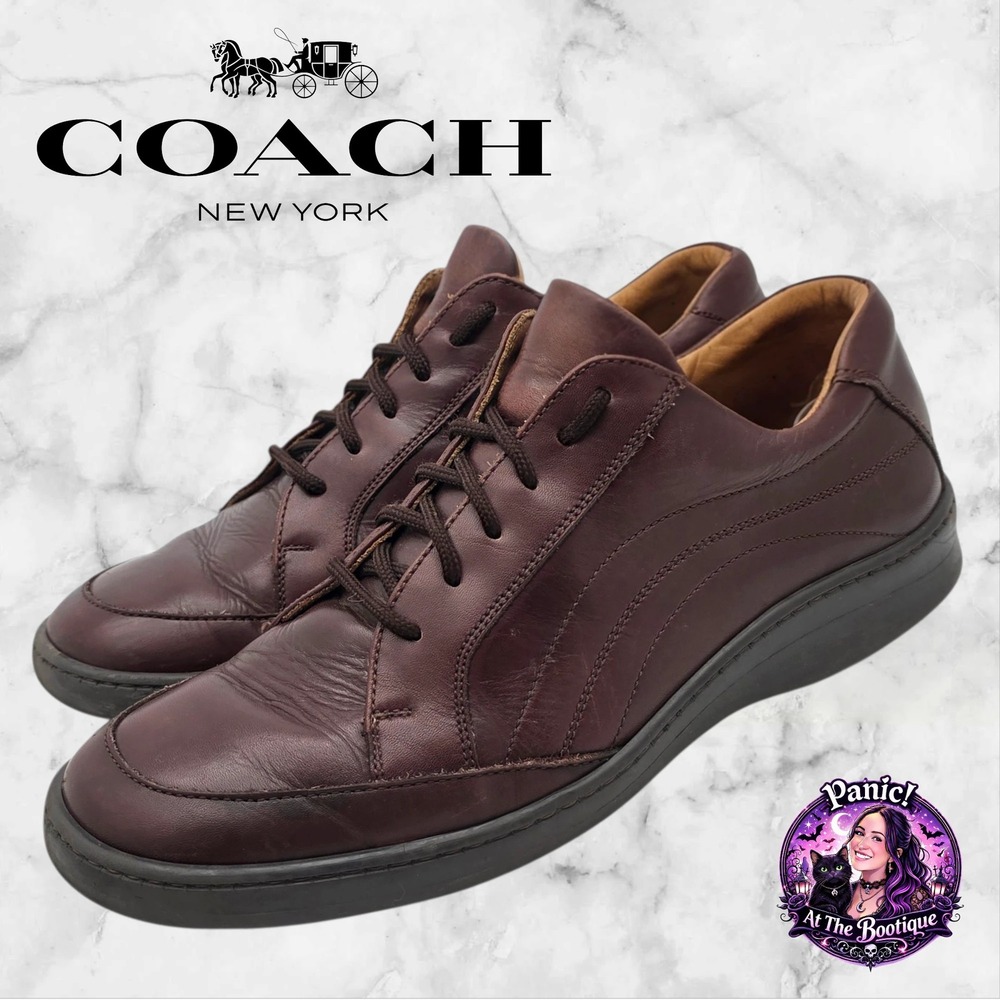Coach Stephan Oxford Shoes Men 10 D Brown Leather Lace Up Made in Italy Designer